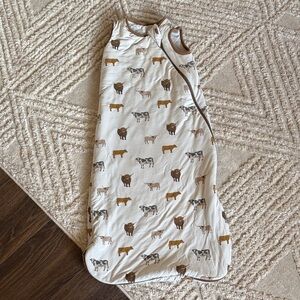 Kyte BABY Cream and Brown Cow Print Moo tog 2.5 Sleep Sack